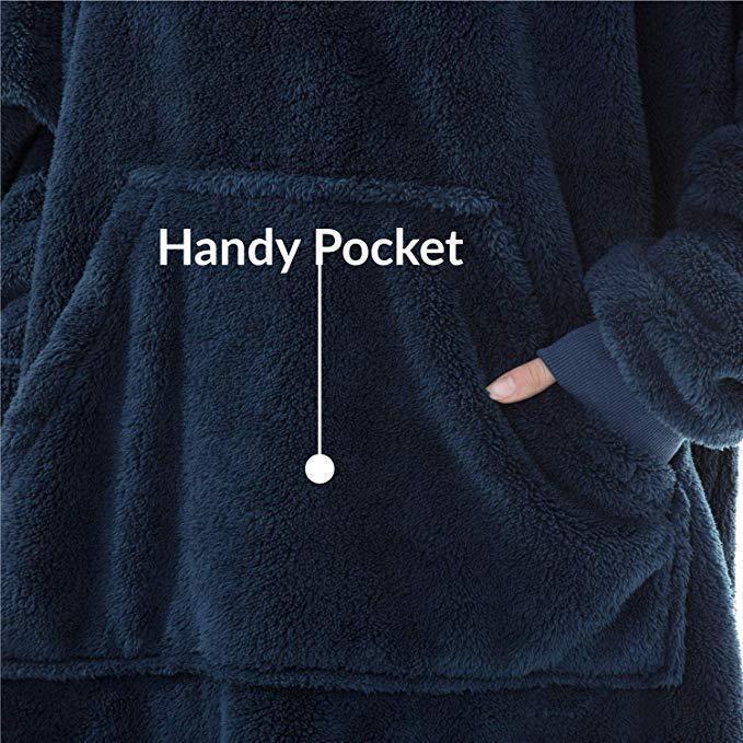 Cozy Double-Sided Fleece Hoodie – Warm Wearable Blanket Sweater Top