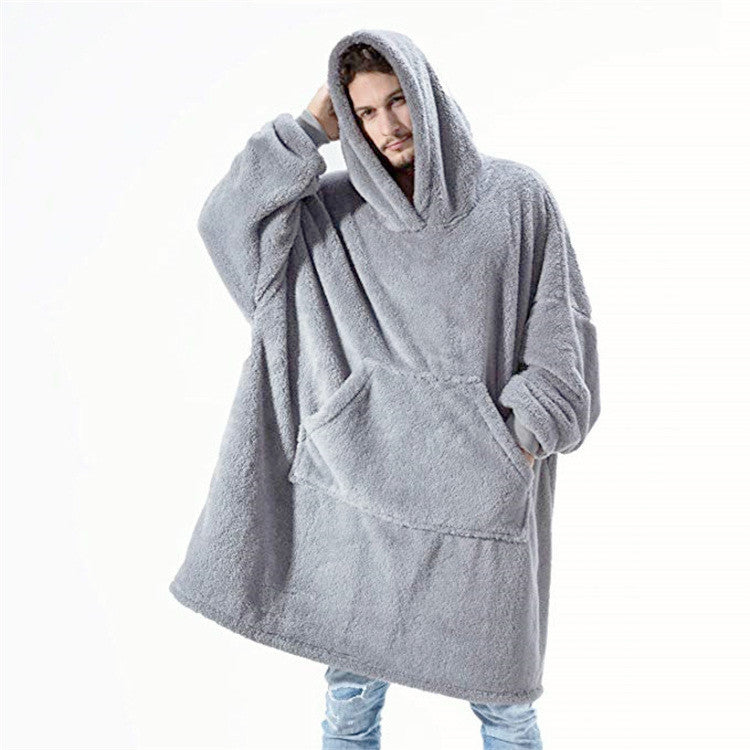 Cozy Double-Sided Fleece Hoodie – Warm Wearable Blanket Sweater Top