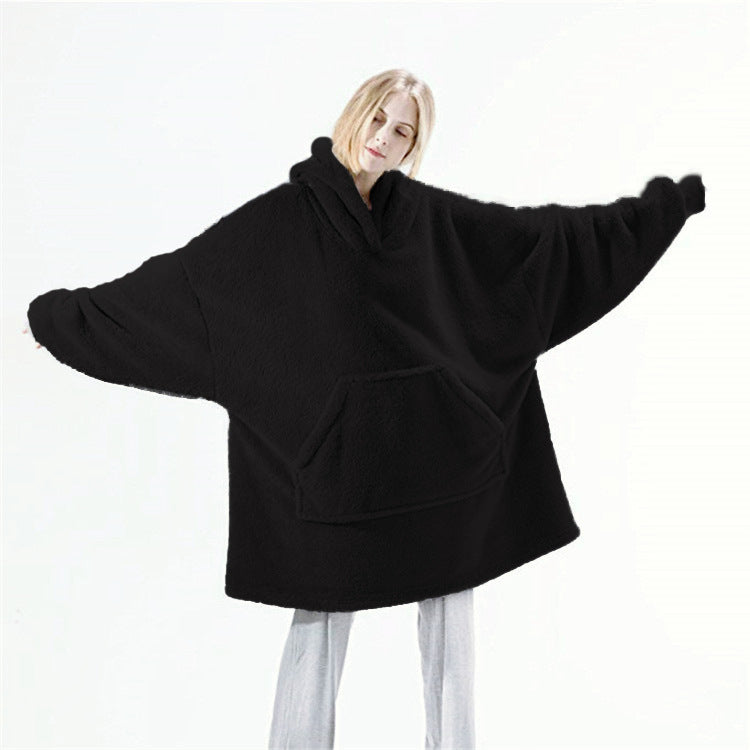 Cozy Double-Sided Fleece Hoodie – Warm Wearable Blanket Sweater Top