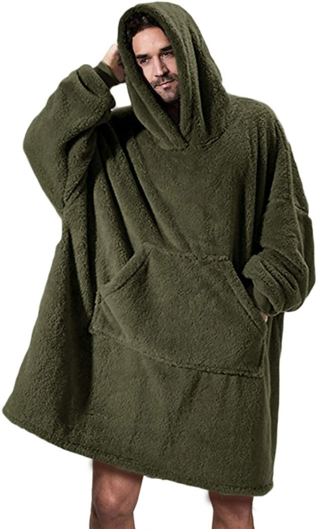 Cozy Double-Sided Fleece Hoodie – Warm Wearable Blanket Sweater Top