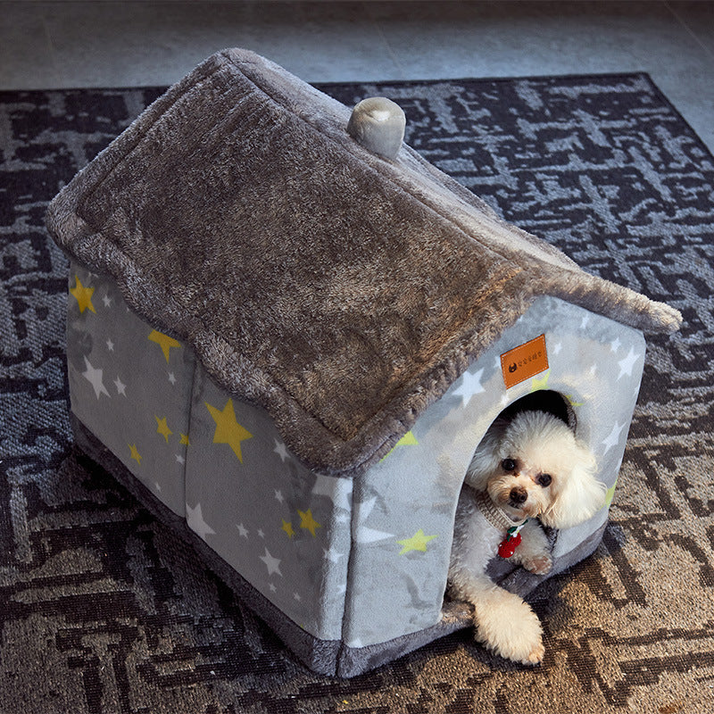 Foldable Winter Pet House – Warm, Cozy Bed for Cats & Dogs