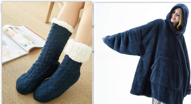 Cozy Double-Sided Fleece Hoodie – Warm Wearable Blanket Sweater Top