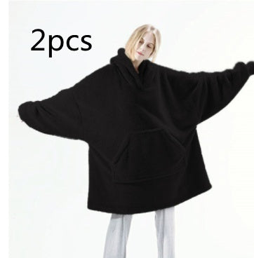 Cozy Double-Sided Fleece Hoodie – Warm Wearable Blanket Sweater Top