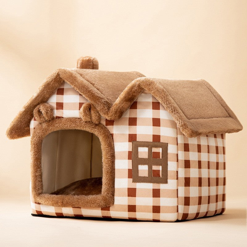 Foldable Winter Pet House – Warm, Cozy Bed for Cats & Dogs
