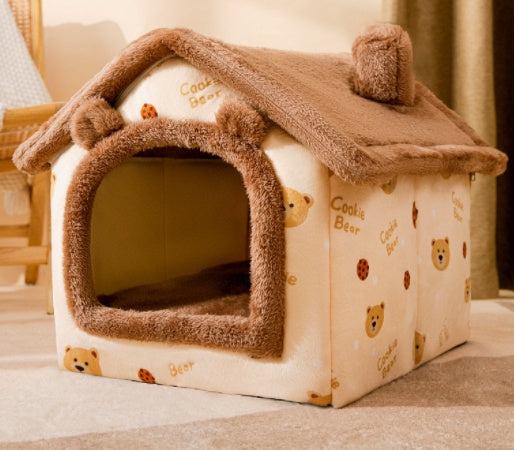 Foldable Winter Pet House – Warm, Cozy Bed for Cats & Dogs