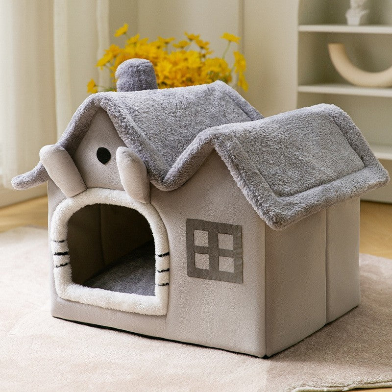 Foldable Winter Pet House – Warm, Cozy Bed for Cats & Dogs