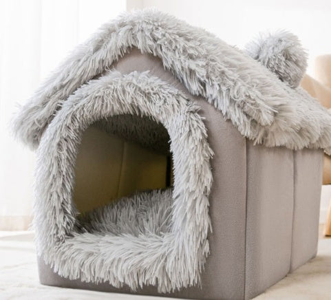 Foldable Winter Pet House – Warm, Cozy Bed for Cats & Dogs