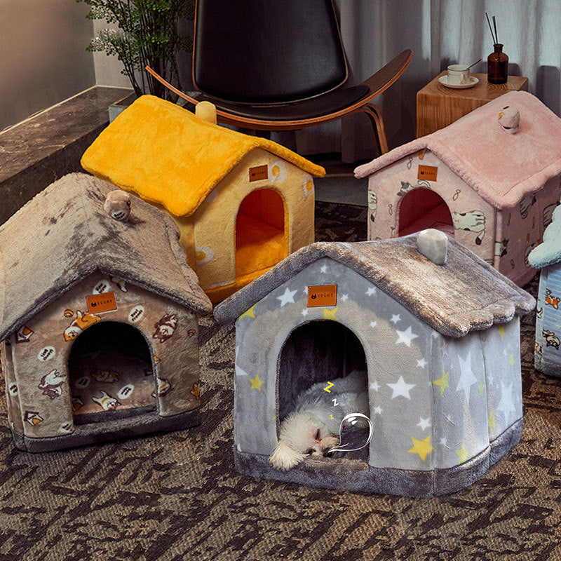 Foldable Winter Pet House – Warm, Cozy Bed for Cats & Dogs