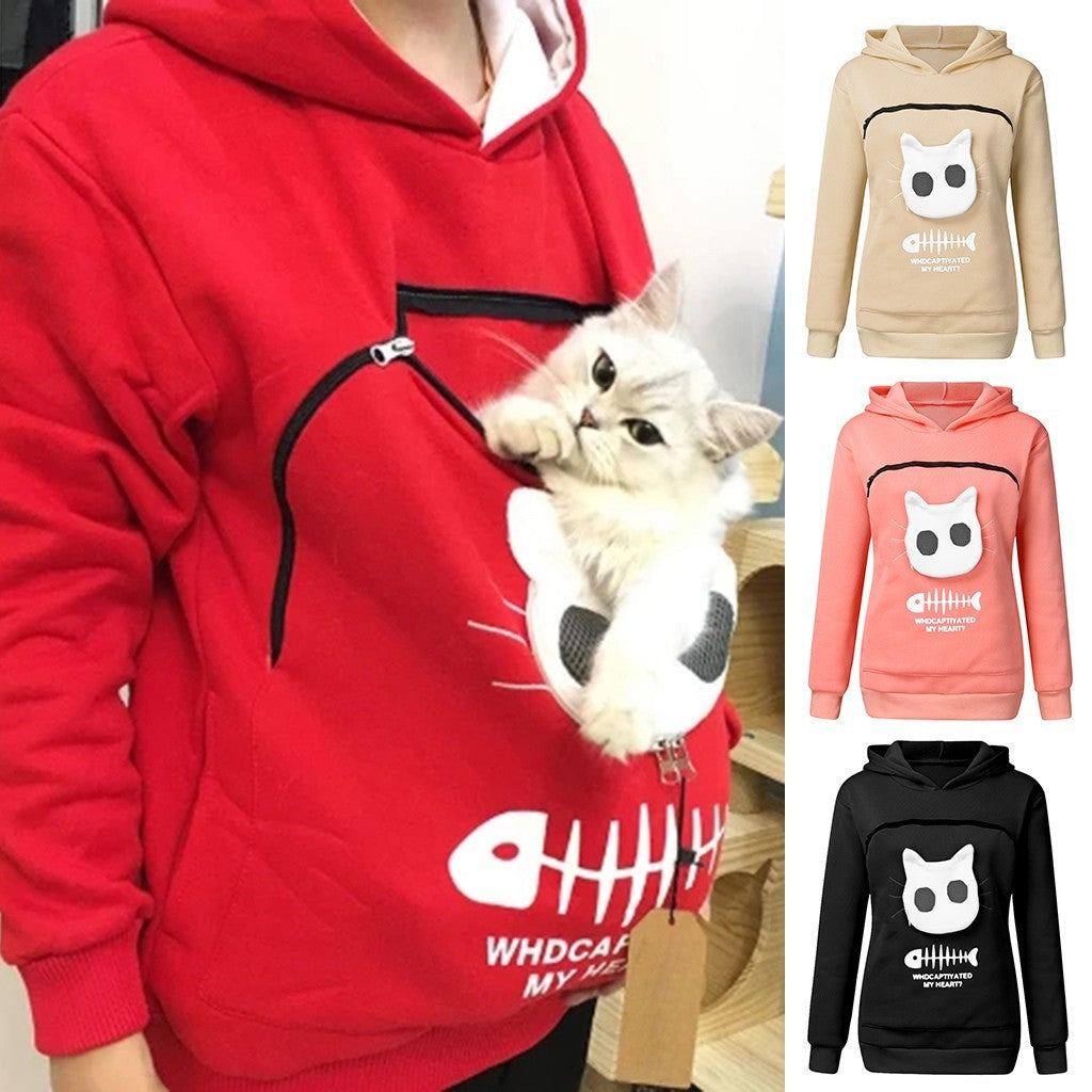 Cozy Cat-Pocket Hoodie – Fun, Comfy Long-Sleeve Sweatshirt