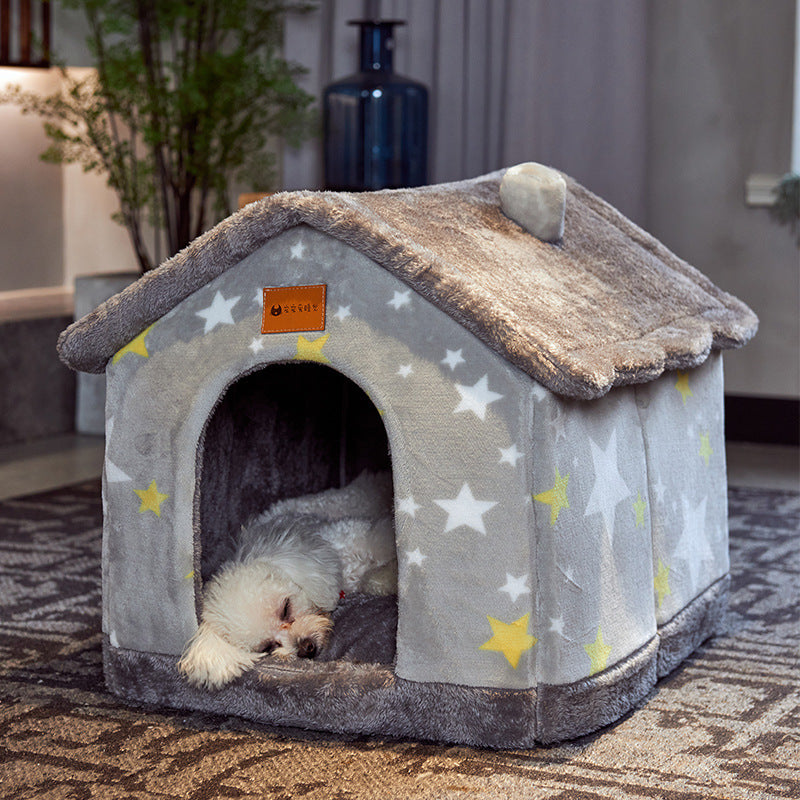 Foldable Winter Pet House – Warm, Cozy Bed for Cats & Dogs