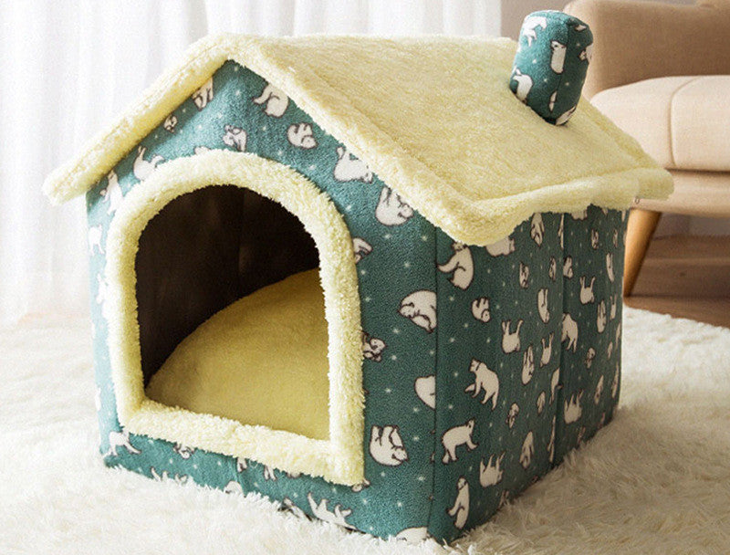 Foldable Winter Pet House – Warm, Cozy Bed for Cats & Dogs