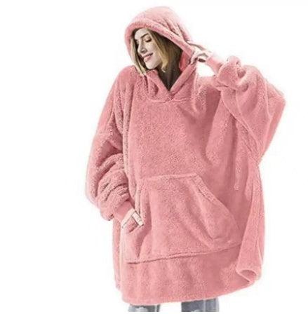 Cozy Double-Sided Fleece Hoodie – Warm Wearable Blanket Sweater Top