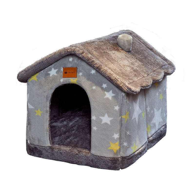 Foldable Winter Pet House – Warm, Cozy Bed for Cats & Dogs