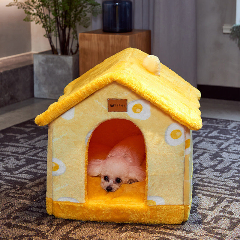 Foldable Winter Pet House – Warm, Cozy Bed for Cats & Dogs