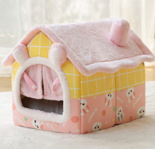 Foldable Winter Pet House – Warm, Cozy Bed for Cats & Dogs