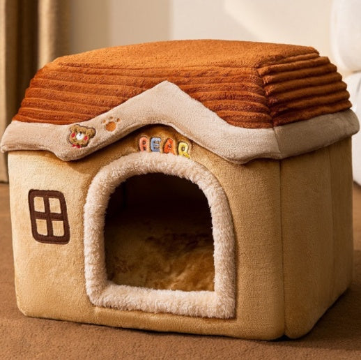 Foldable Winter Pet House – Warm, Cozy Bed for Cats & Dogs
